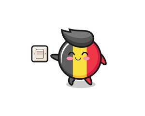 Obraz premium cartoon belgium flag is turning off light