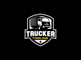 Truck logo vector for transportation company. Vehicle equipment template vector illustration for your brand.