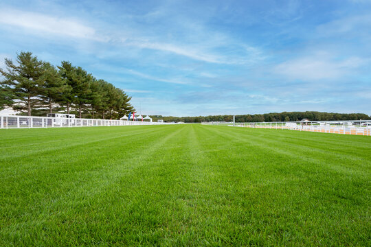 Empty horse racing track as sport background