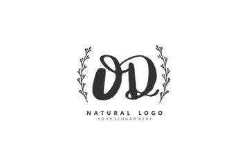 O D OD logo, Initial lettering handwriting or handwritten for identity. Logo with signature and hand drawn style.