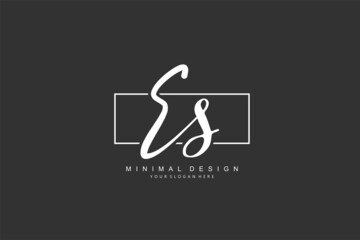 E S ES logo, Initial lettering handwriting or handwritten for identity. Logo with signature and hand drawn style.