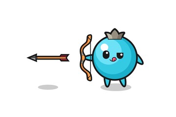 illustration of blueberry character doing archery