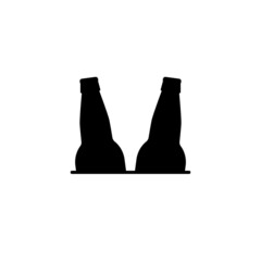 Double beer icon. Two beer bottles together. Editable isolated vector illustration, logo and clipart on white background.
