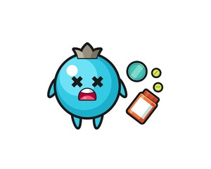 illustration of overdose blueberry character