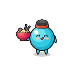 blueberry as Chinese chef mascot holding a noodle bowl