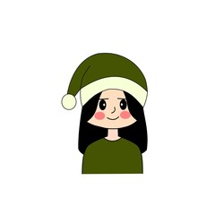 Flat illustration vector graphic of green christmas girl character perfect for christmas product