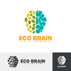 Eco brain logo vector illustration. This design is based on the concept of leaves and brains with an attractive and modern shape. Full color