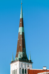 Church tower in the old city of Tallinn or Vana Tallinn, Estonia