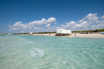 Sa Rapita-Ses Covetes beach, machine gun nest, Mallorca, Balearic Islands, Spain