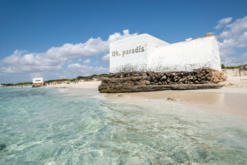 Sa Rapita-Ses Covetes beach, machine gun nest, Mallorca, Balearic Islands, Spain