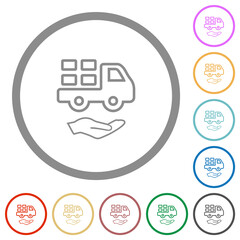 Courier services outline flat icons with outlines