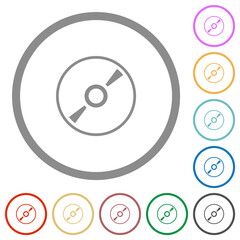 DVD disk outline flat icons with outlines