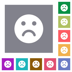 Sad emoticon solid square flat icons
