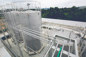 Stainless steel silos tank and pipeline in the chemical