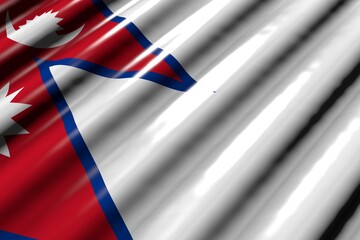 cute glossy - looking like plastic flag of Nepal with big folds lying flat diagonal - any holiday flag 3d illustration..
