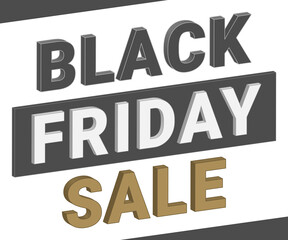 Black friday sale isometric text. Vector banner template. Main shopping event of the year. Strict straight font.