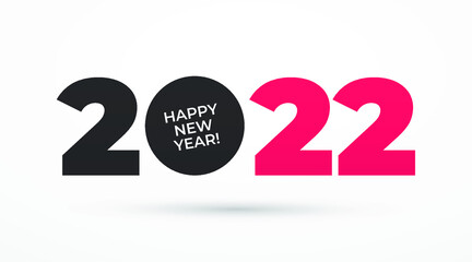 2022 happy new year modern creative minimalist banner, sign, design concept, social media post, template with dark text on a light abstract background 