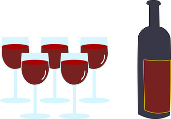 たくさんのワイングラスとボトル