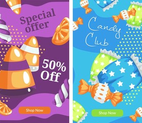 Special offer and candy club, shop or store web