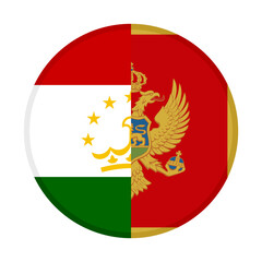 round icon with montenegro and tajikistan flags. vector illustration isolated on white background	