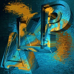 3d abstraction illustration of object logo on background