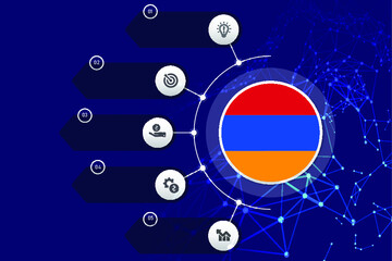 Armenia circle flag with business infographic flat