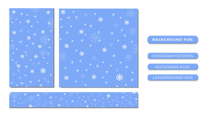 Snowflake with blue background for social media post, stories and website ads