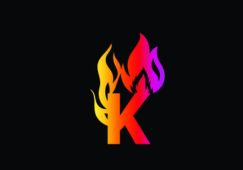 Fire K Letter Logo And Icon Design Template