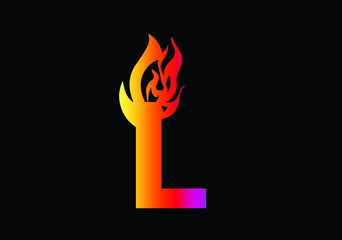 Fire L Letter Logo And Icon Design Template