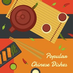 Popular chinese dishes, menu for asian restaurant
