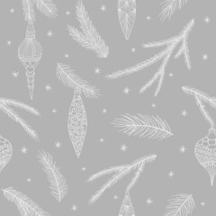 Christmas and New Year seamless pattern, vector xmas background