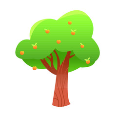 Apple tree isolated on white background. Vector illustration in a flat style. Clip art.