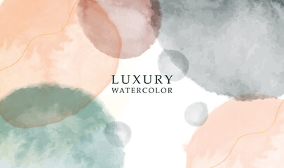 Watercolor background vector art. Paintbrush art with beige, emerald. pink, ivory, watercolor Illustration with blots. Can be used for covers, prints, wall art and invitation cards.