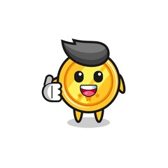 Fototapeta premium medal mascot doing thumbs up gesture