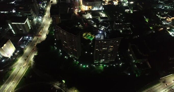Night Aerial drone, victorial island, lagos nigeria