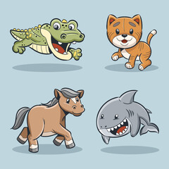 cute animal set vector collection