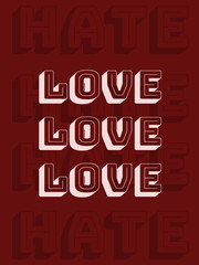 illustration of a alphabet. love & hate