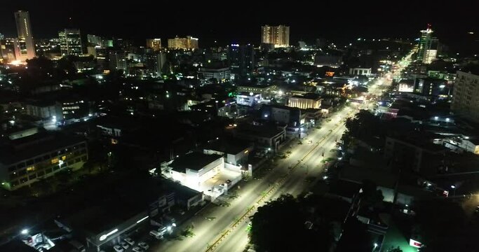 Night Aerial drone, victorial island, lagos nigeria