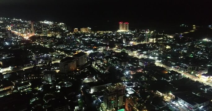 Night Aerial drone, victorial island, lagos nigeria