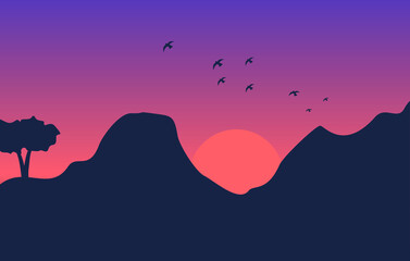 silhouette illustration of mountains
