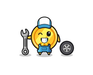 the medal character as a mechanic mascot