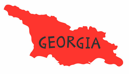 Vector hand drawn stylized map of Georgia. Saqartvelo travel illustration. Geography illustration. Caucasian map element