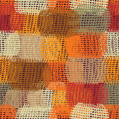 Stoffe zum Nähen Seamless quilted pattern with colorful weave grunge striped checkered elements