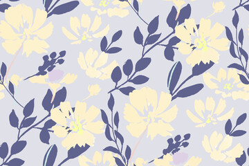 delicate beautiful feminine seamless pattern with wildflowers