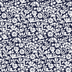 Feminine monochrome seamless pattern with lace pattern of flowers.