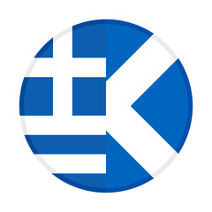 Obraz premium round icon with greece and scotland flags. vector illustration isolated on white background