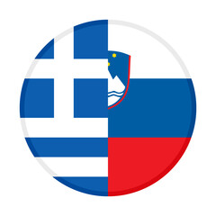 Obraz premium round icon with greece and slovenia flags. vector illustration isolated on white background