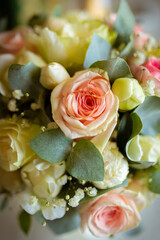 Wedding rings on a petal of a rose. Concept for a wedding card. The bride's bouquet. High quality photo