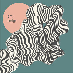 Black and white design. Pattern with optical illusion. Abstract 3D geometrical background. Vector illustration.