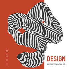 Black and white design. Pattern with optical illusion. Abstract 3D geometrical background. Vector illustration.